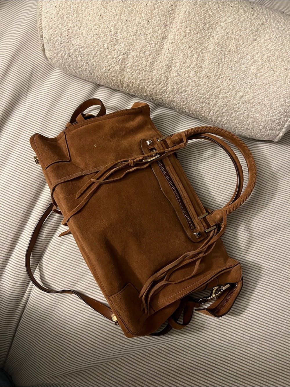 Rebecca Minkoff Brown Suede Satchel with Top Handles